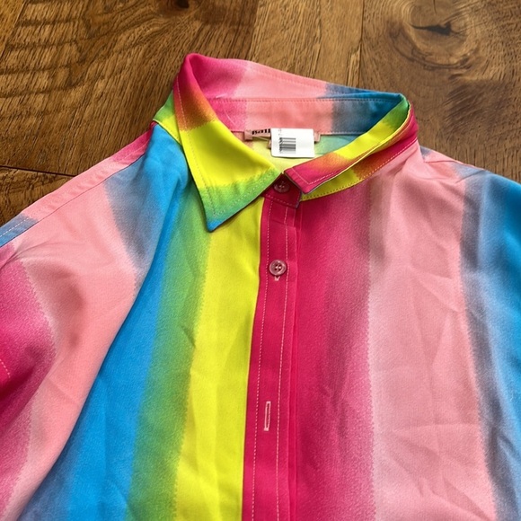 Bailey Rose Woman’s Rainbow Button Down Size XS - Picture 2 of 5
